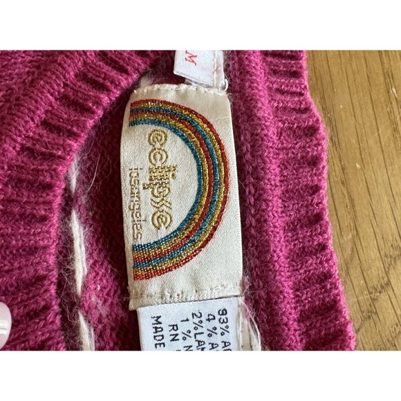 Eclipse Knitted Sweater Wool Blend Size Medium Long Sleeve Colorful 80's Vintage - Picture 3 of 12